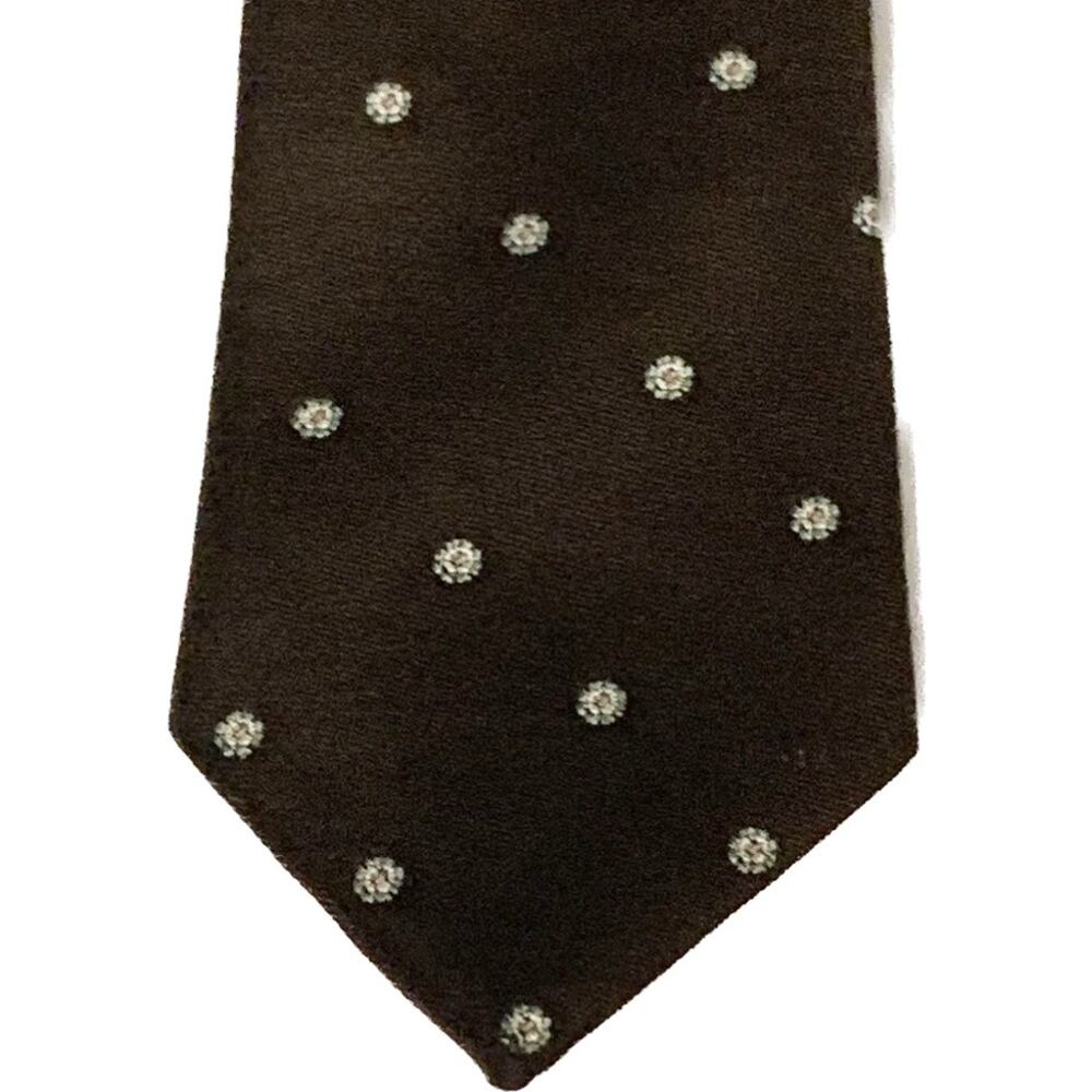 ARNIE Men’s Brown & White Neck Tie Arnold Palmer 60% Wool 40% Silk 55” Long